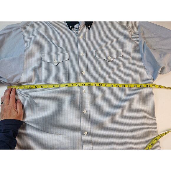 Panhandle Slim vintage chambray striped long sleeve button up XL 17.5 western ^ - Picture 10 of 10